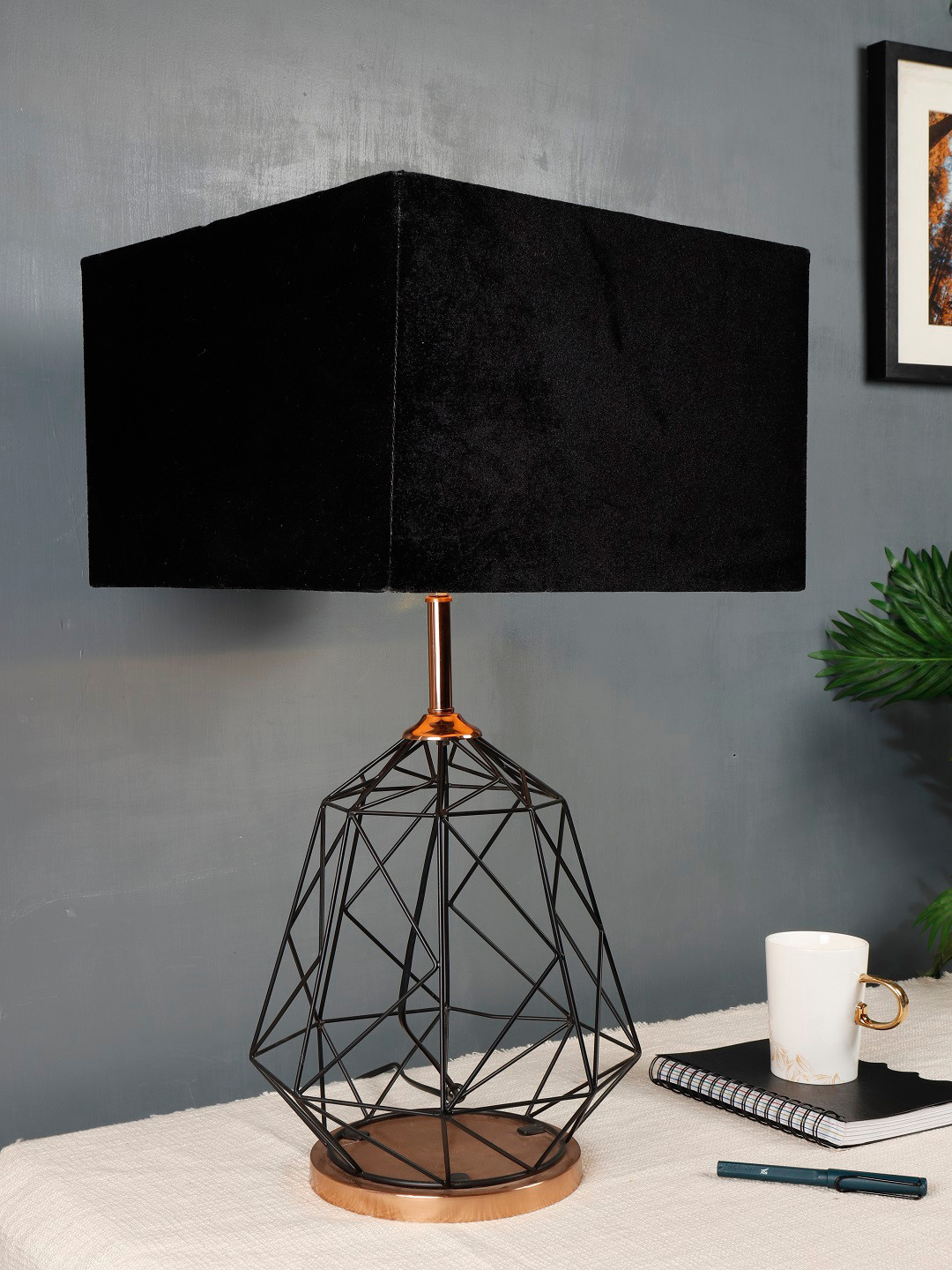 Grated Ginger Black Solid Matrix Bedside Lamp