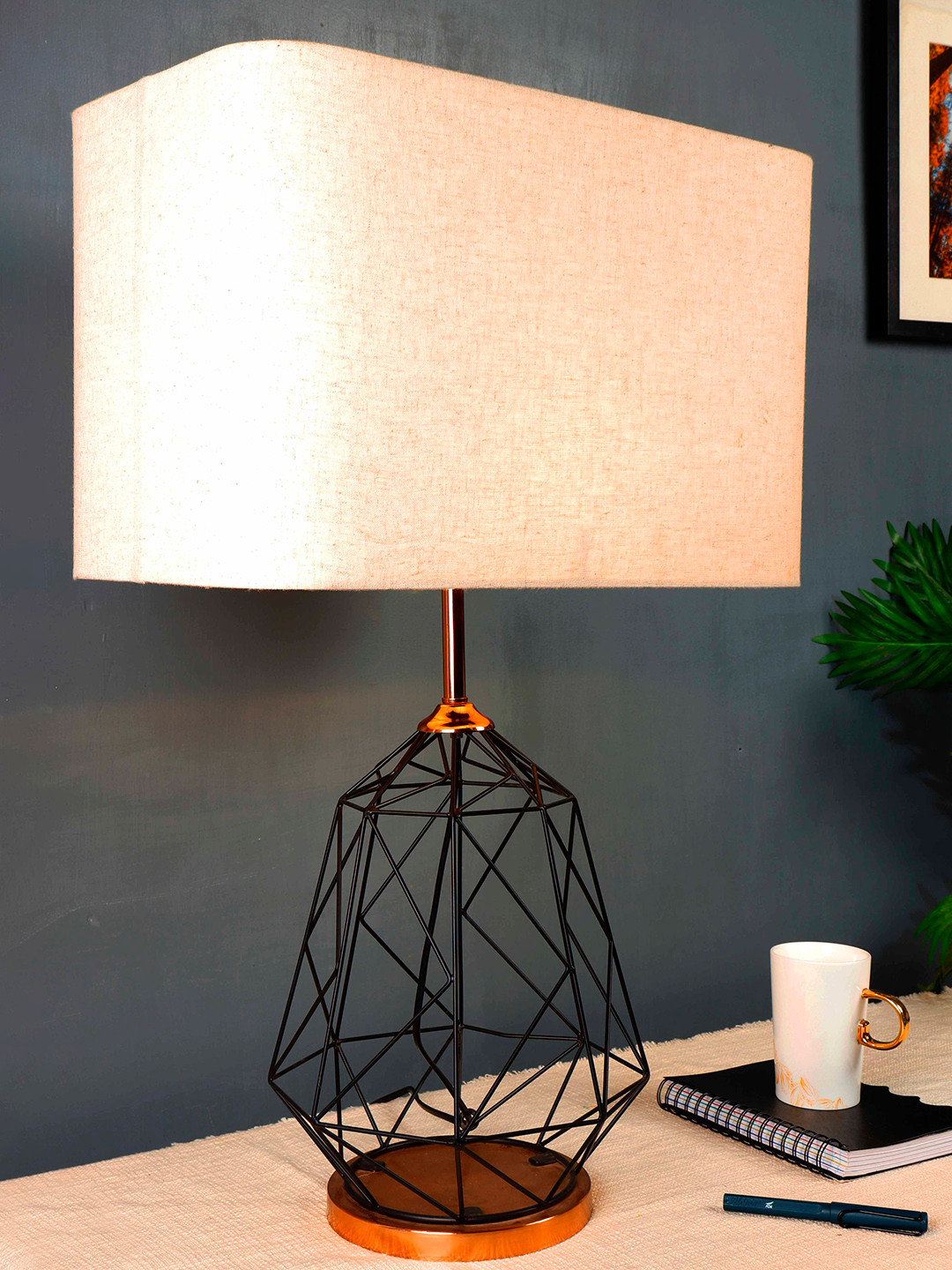 Grated Ginger Beige Solid Matrix Bedside Lamp