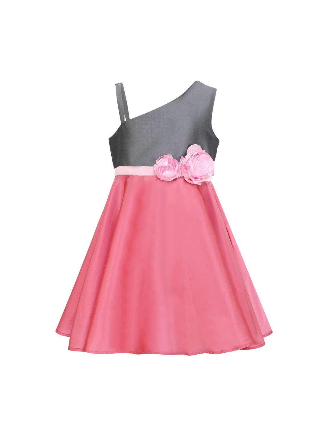 A Little Fable Girls Grey Rose Charm Dress