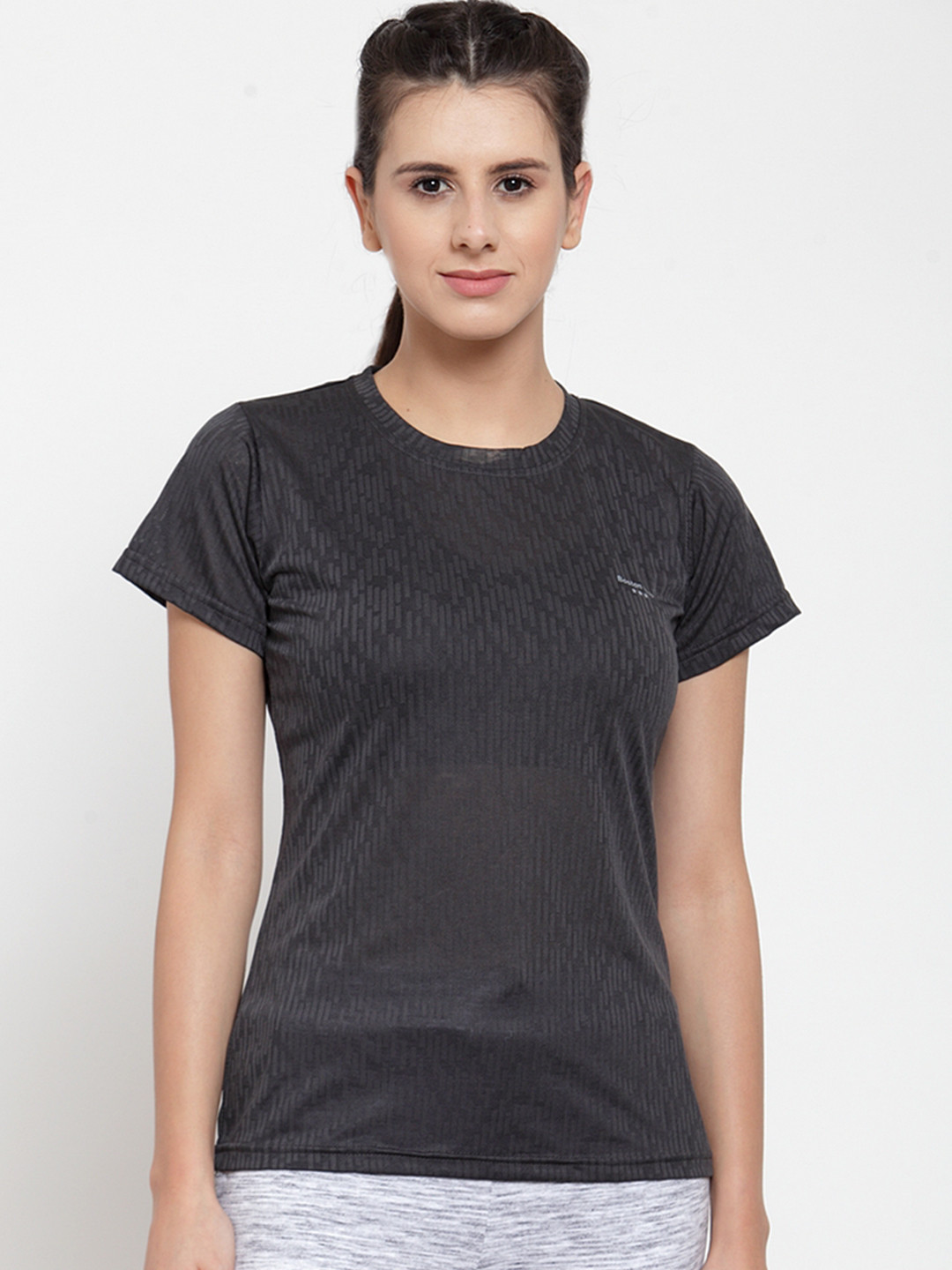 Boston Club Women Grey Printed Round Neck T-shirt