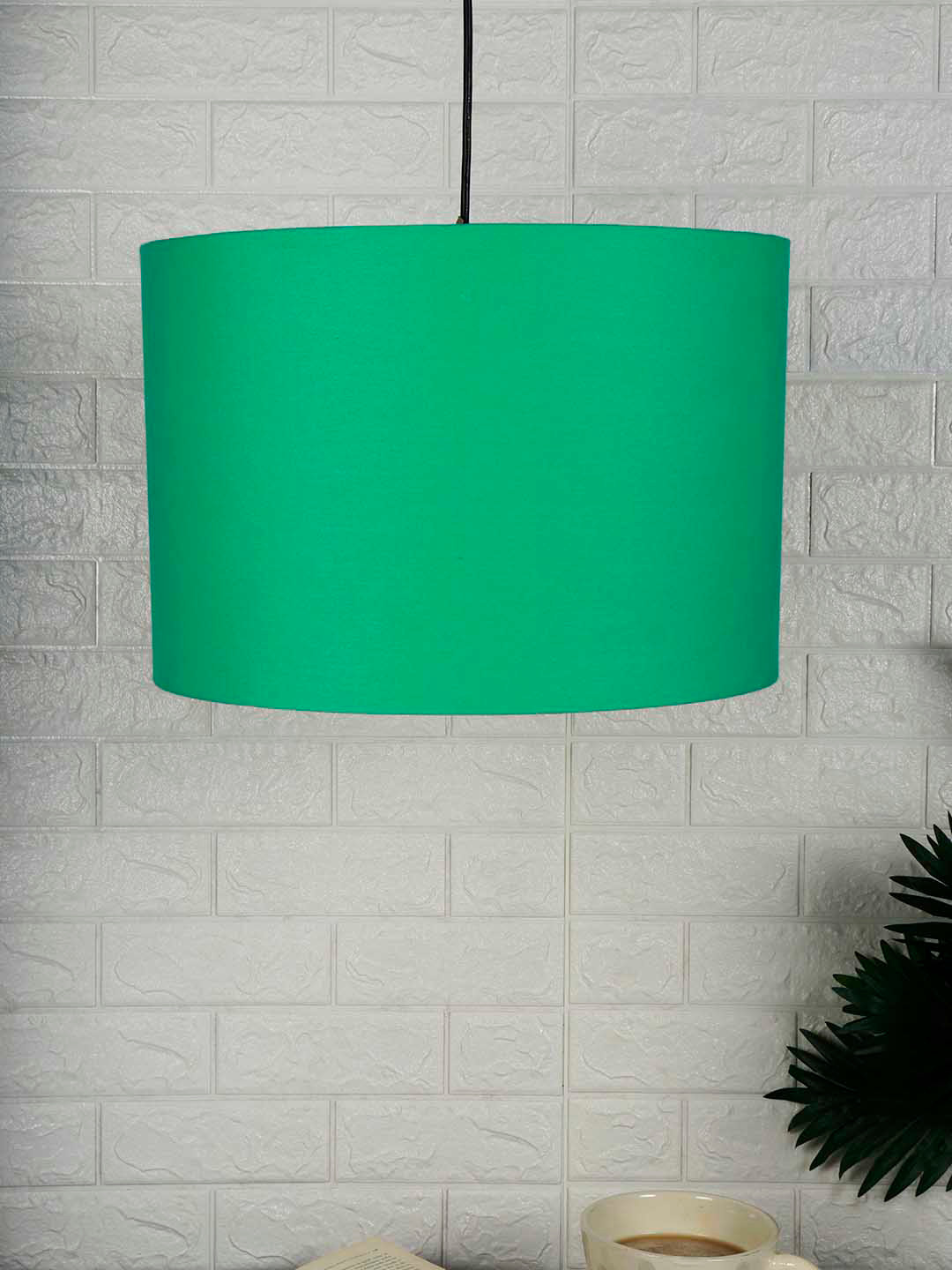 Grated Ginger Green Solid Handcrafted Cylindrical Hanging Light