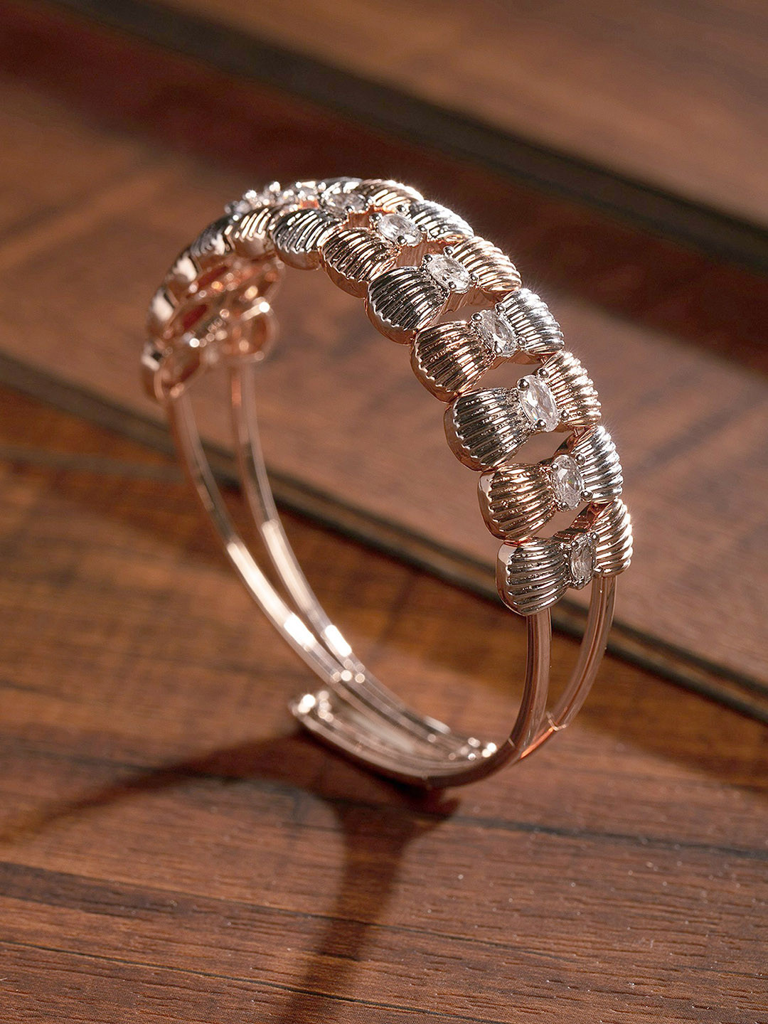 Zaveri Pearls Rose Gold-Plated Cubic Zirconia Bracelet