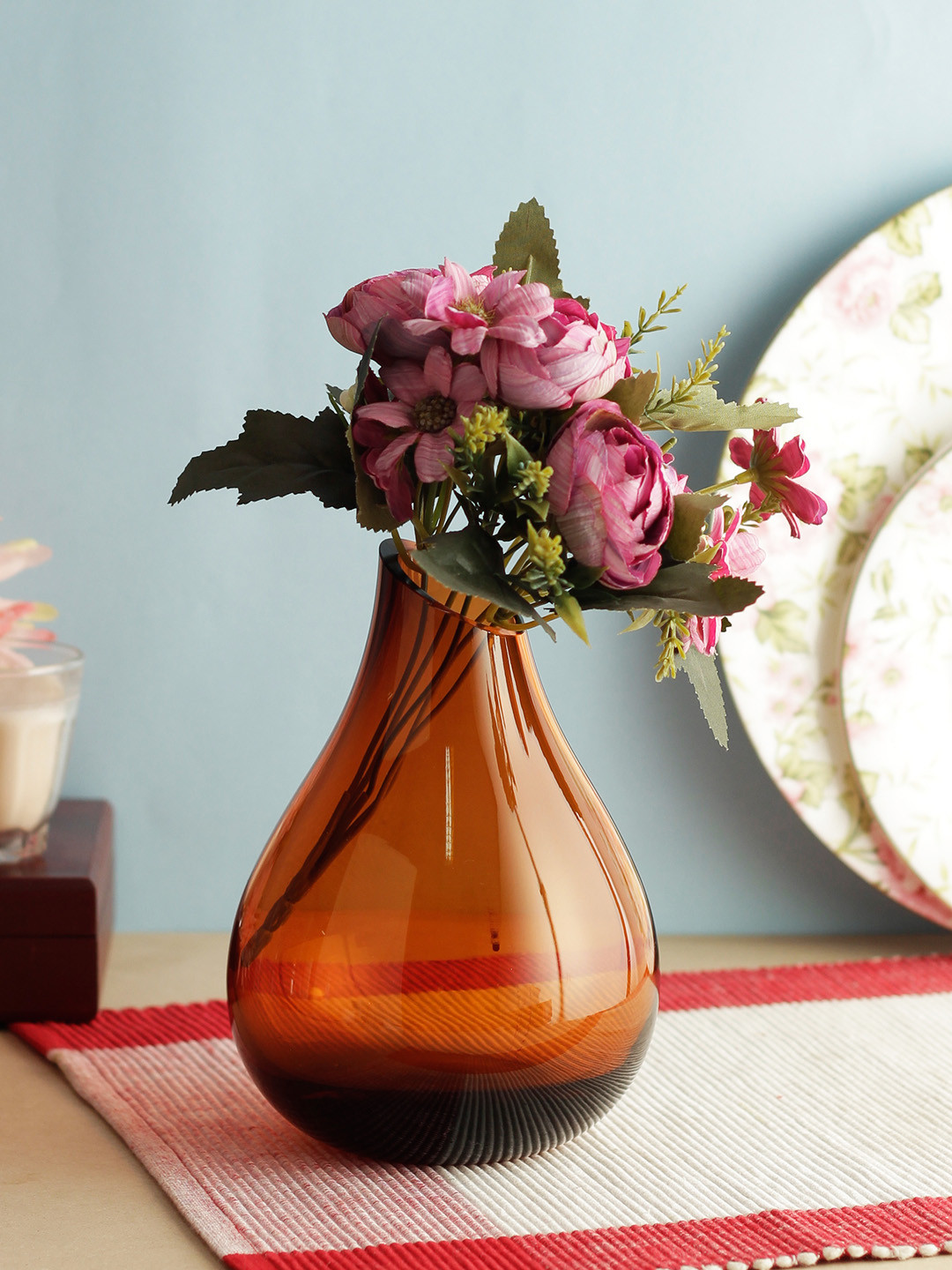 INCRIZMA Copper-Toned Round Glass Flower Vase