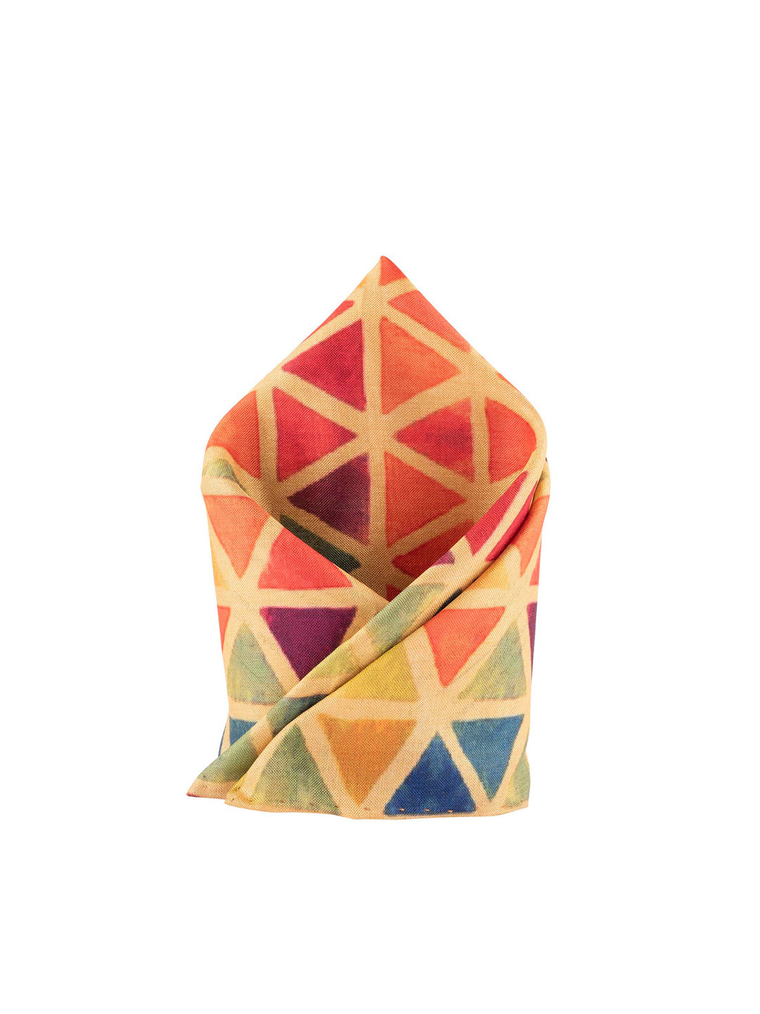 The Tie Hub Men Multicoloured Triangle Printed Pocket Square