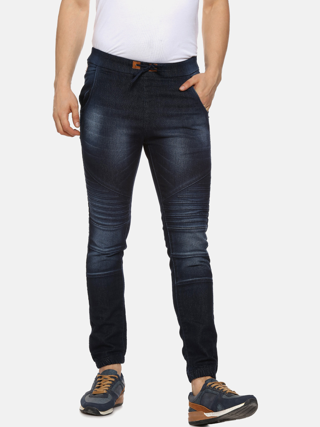 Campus Sutra Men Blue Jogger Mid-Rise Clean Look Jogger Jeans