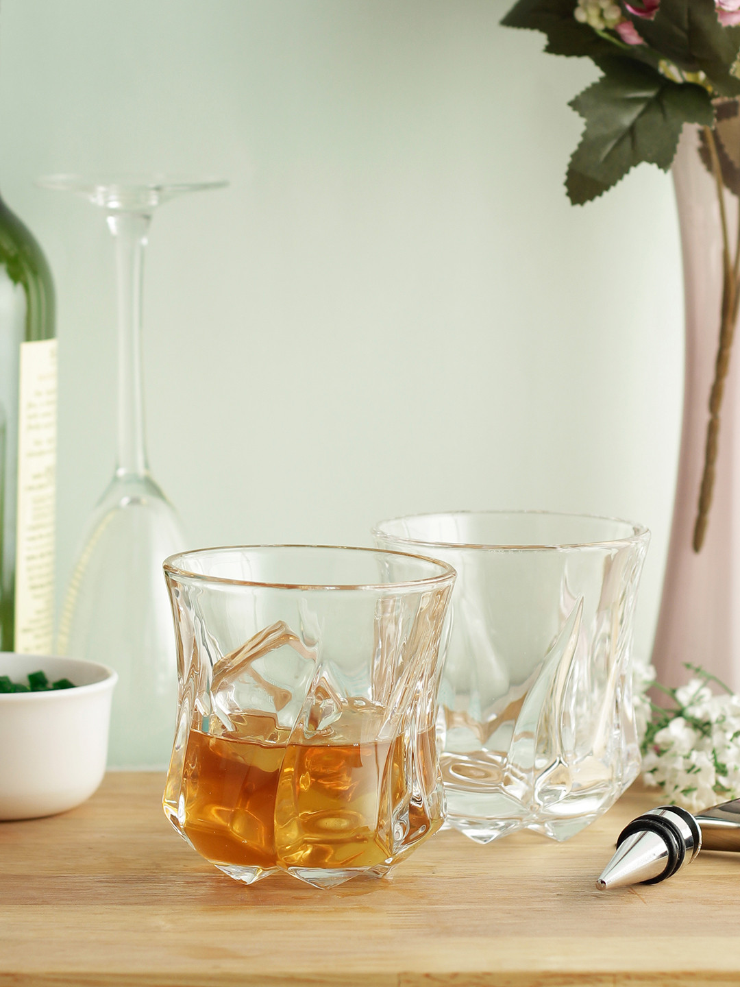 INCRIZMA Set of 2 Transparent Rocks Whiskey Glasses