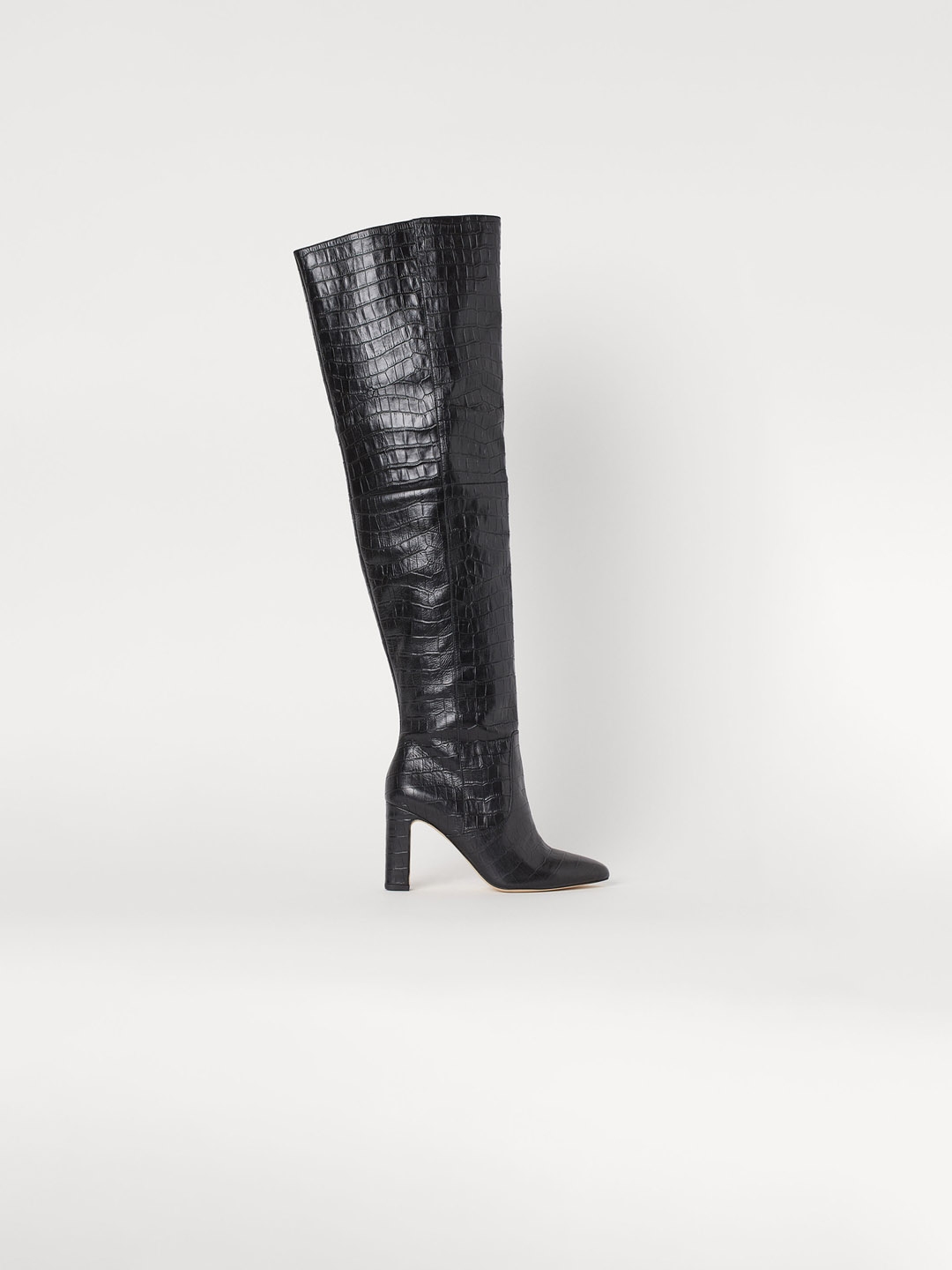 Buy H\u0026M Women Black Leather Thigh Boots 
