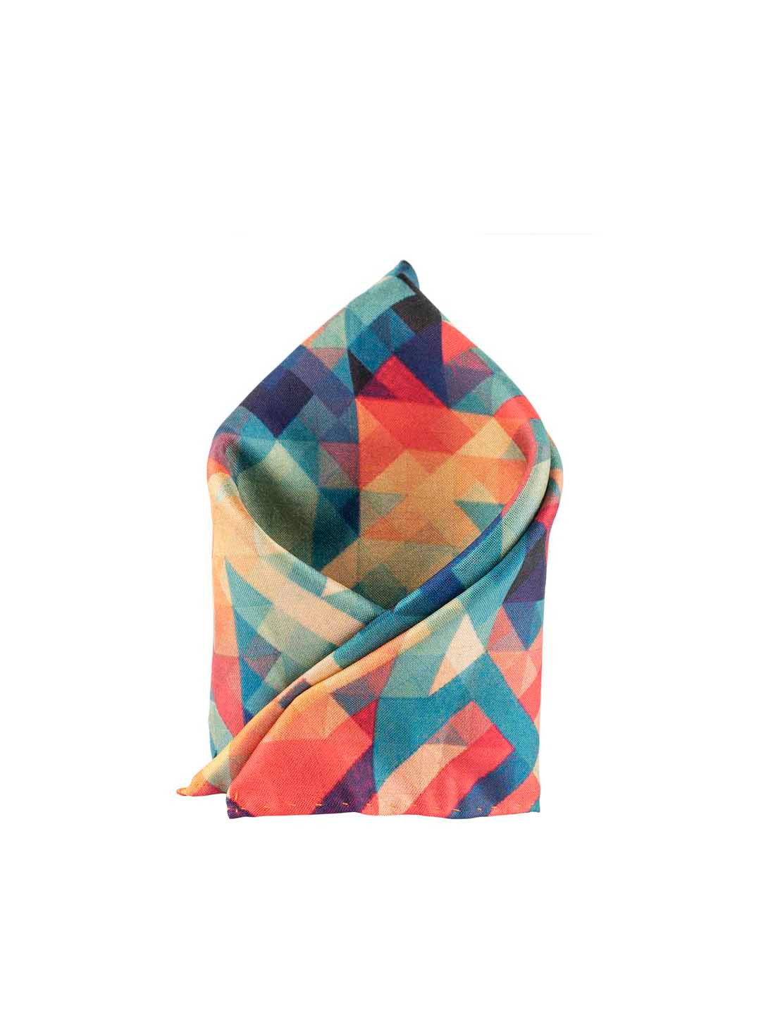 The Tie Hub Men Multicoloured Pixal Printed Pocket Square