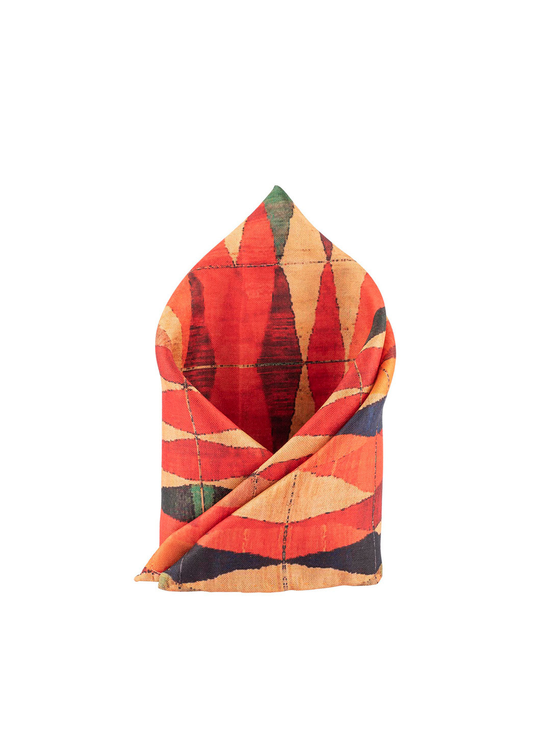 The Tie Hub Men Multicoloured Diamond Pattern Printed Pocket Square