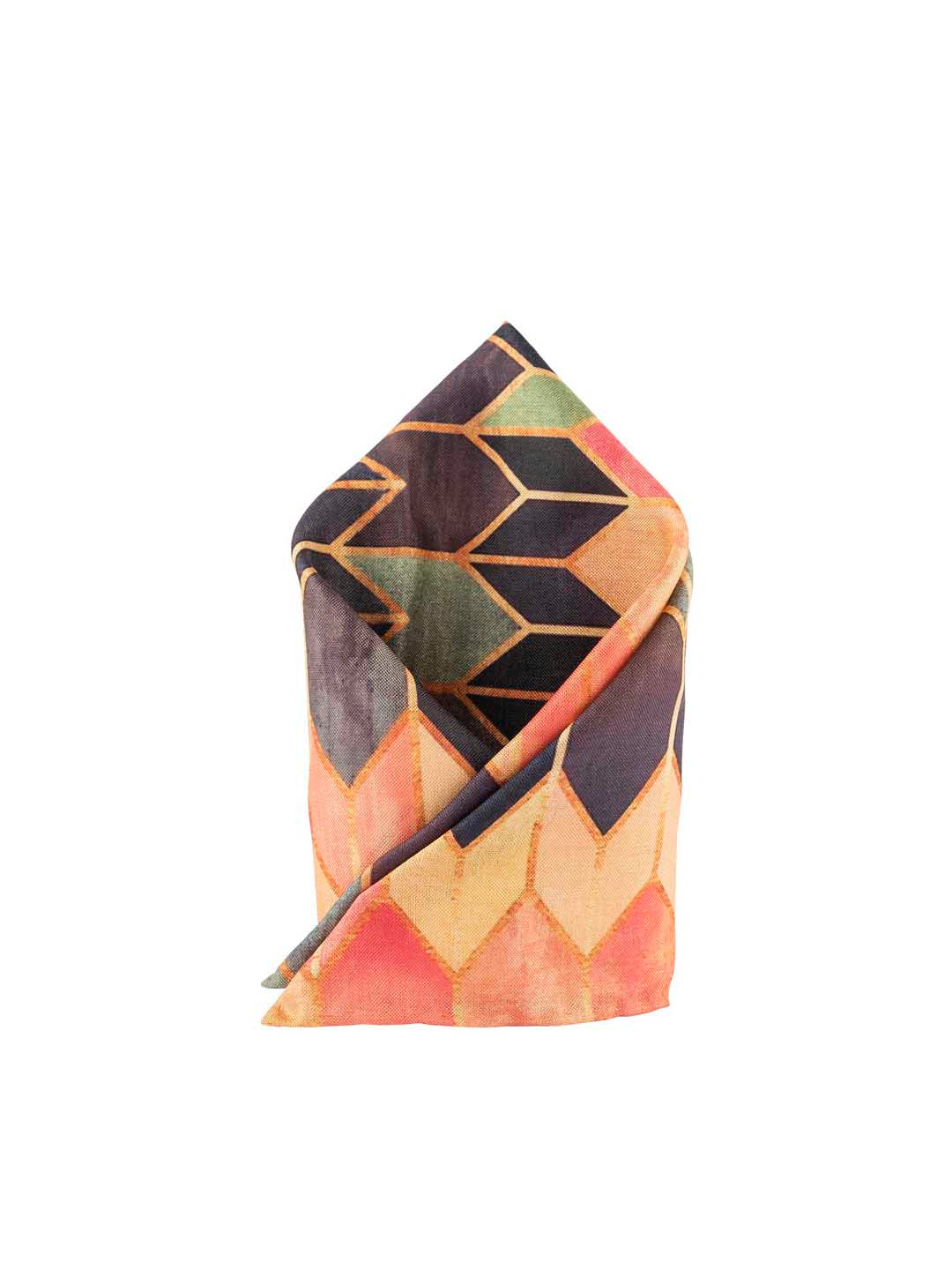 The Tie Hub Men Blue & Orange Arrow Tip Printed Pocket Square