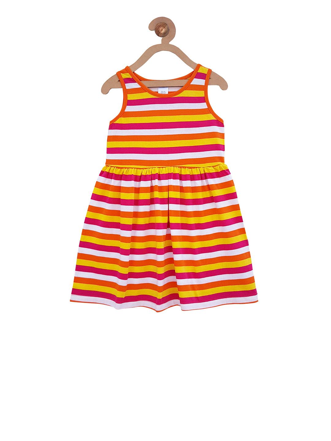 Campana Girls Red & Yellow Striped Fit and Flare Dress
