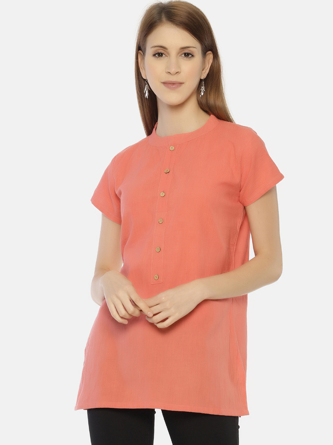 Resha Women Orange Solid Top