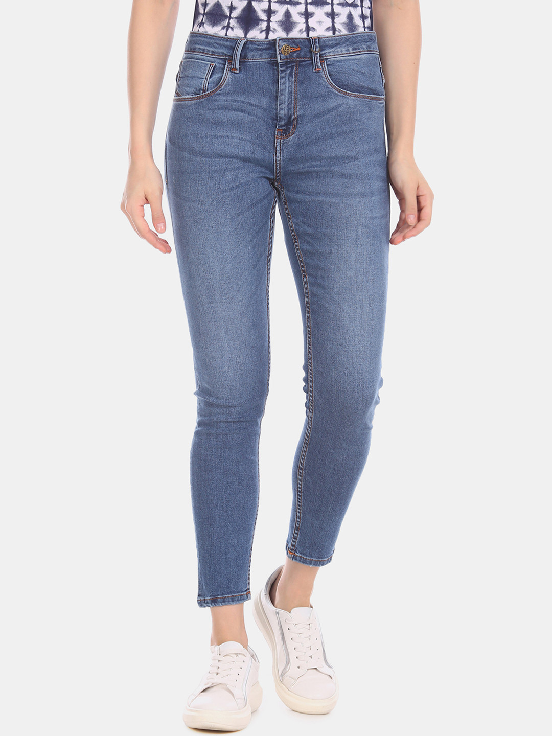 U.S. Polo Assn. Women Blue Super Skinny Fit Mid-Rise Clean Look Jeans