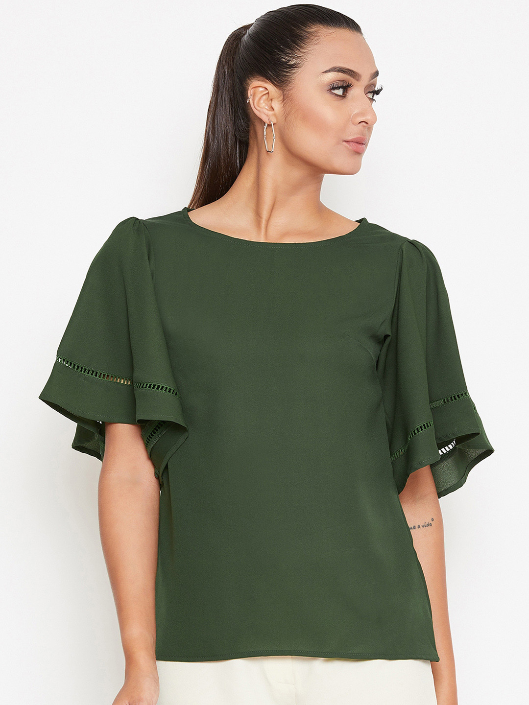 La Zoire Women Olive Green Solid Top