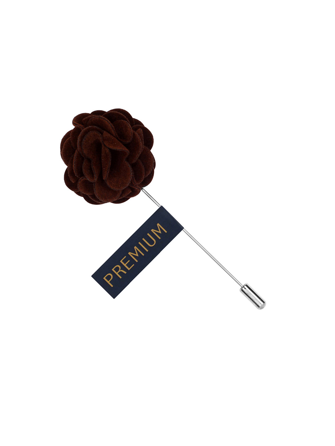 PELUCHE Unisex Brown & Silver-Toned Graceful Bloom Lapel Pin