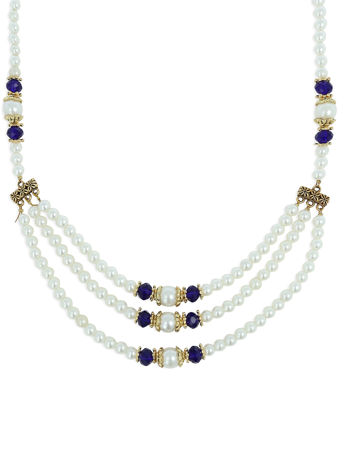 AKSHARA Girls White & Blue Synthetic Handcrafted Necklace
