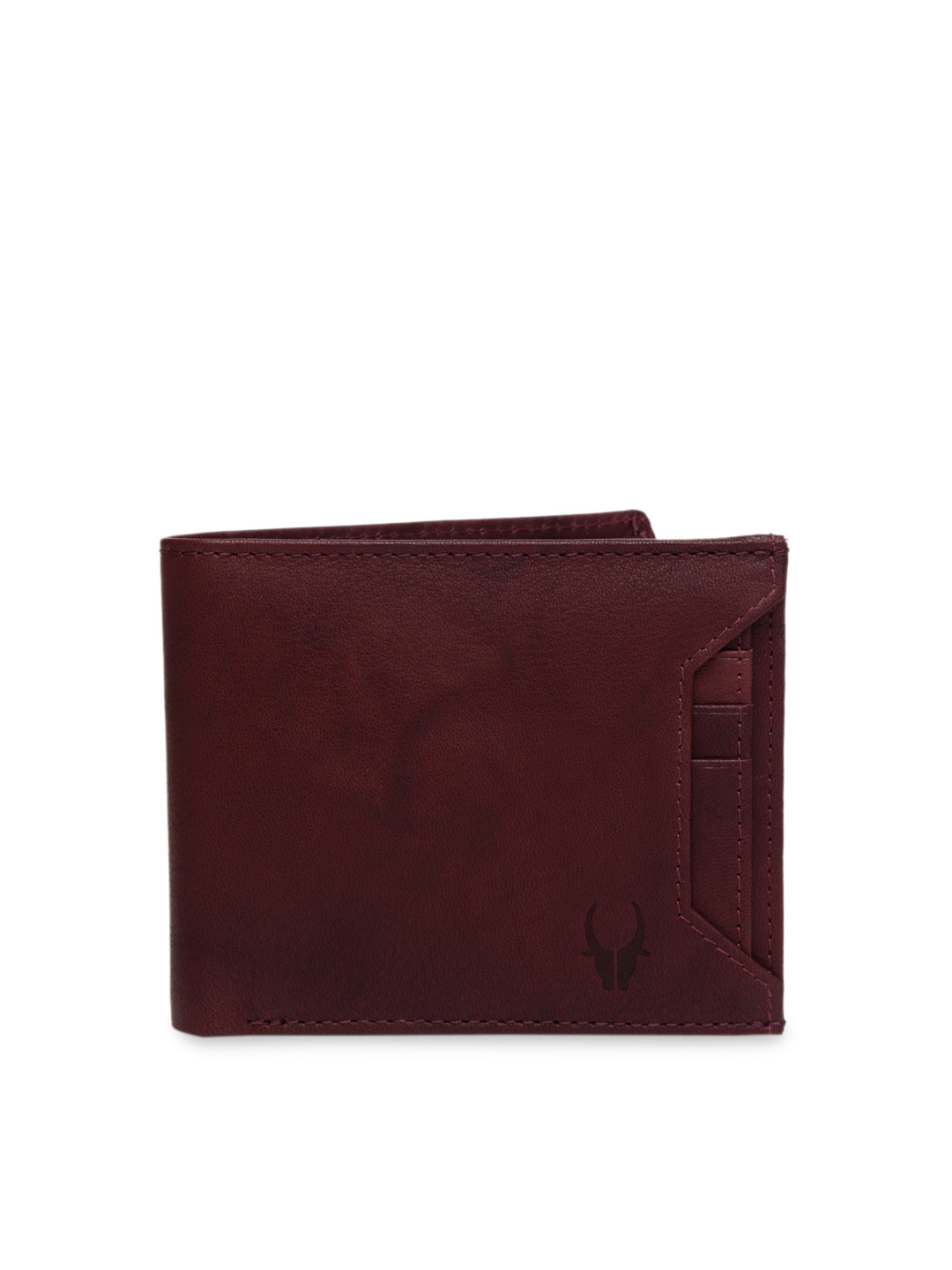 WildHorn Men Burgundy Solid RFID Protected Genuine Leather Two Fold Wallet