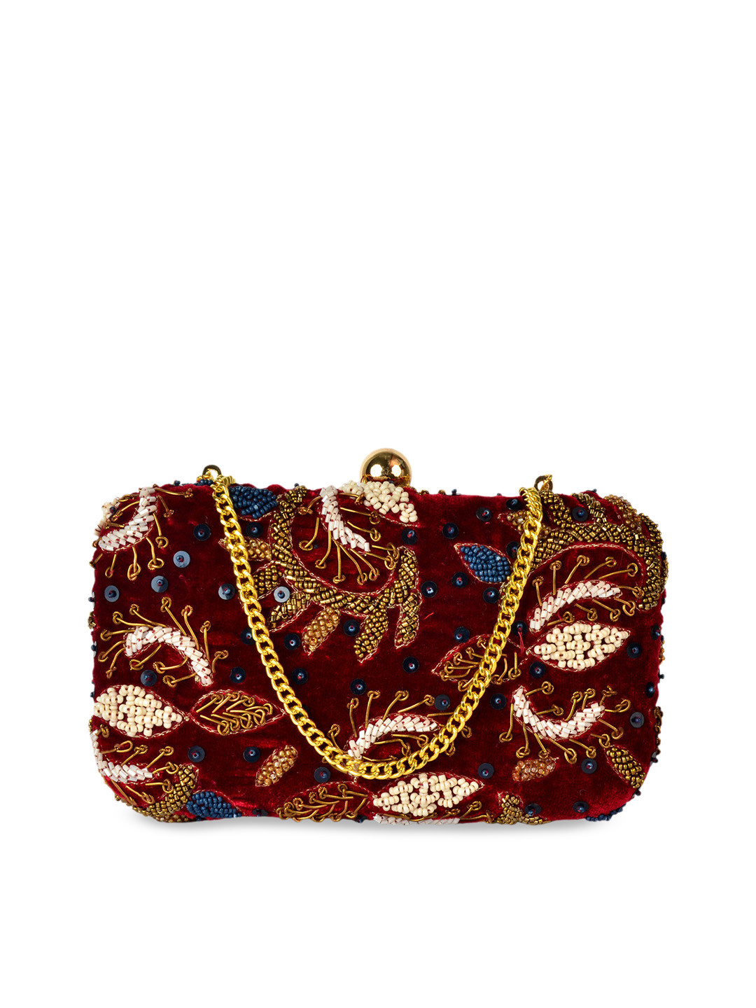 REZZY Maroon Embroidered Clutch