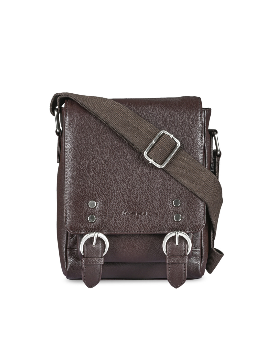 MAI SOLI Men Brown Solid Leather Messenger Bag
