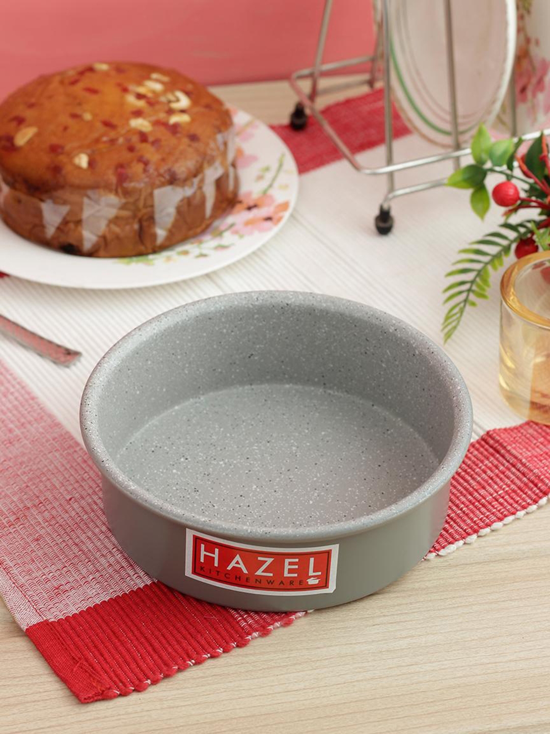 HAZEL Grey Heavy Gauge Aluminium Granite Finish Non Stick Microwave Safe Small Round Cake Mould