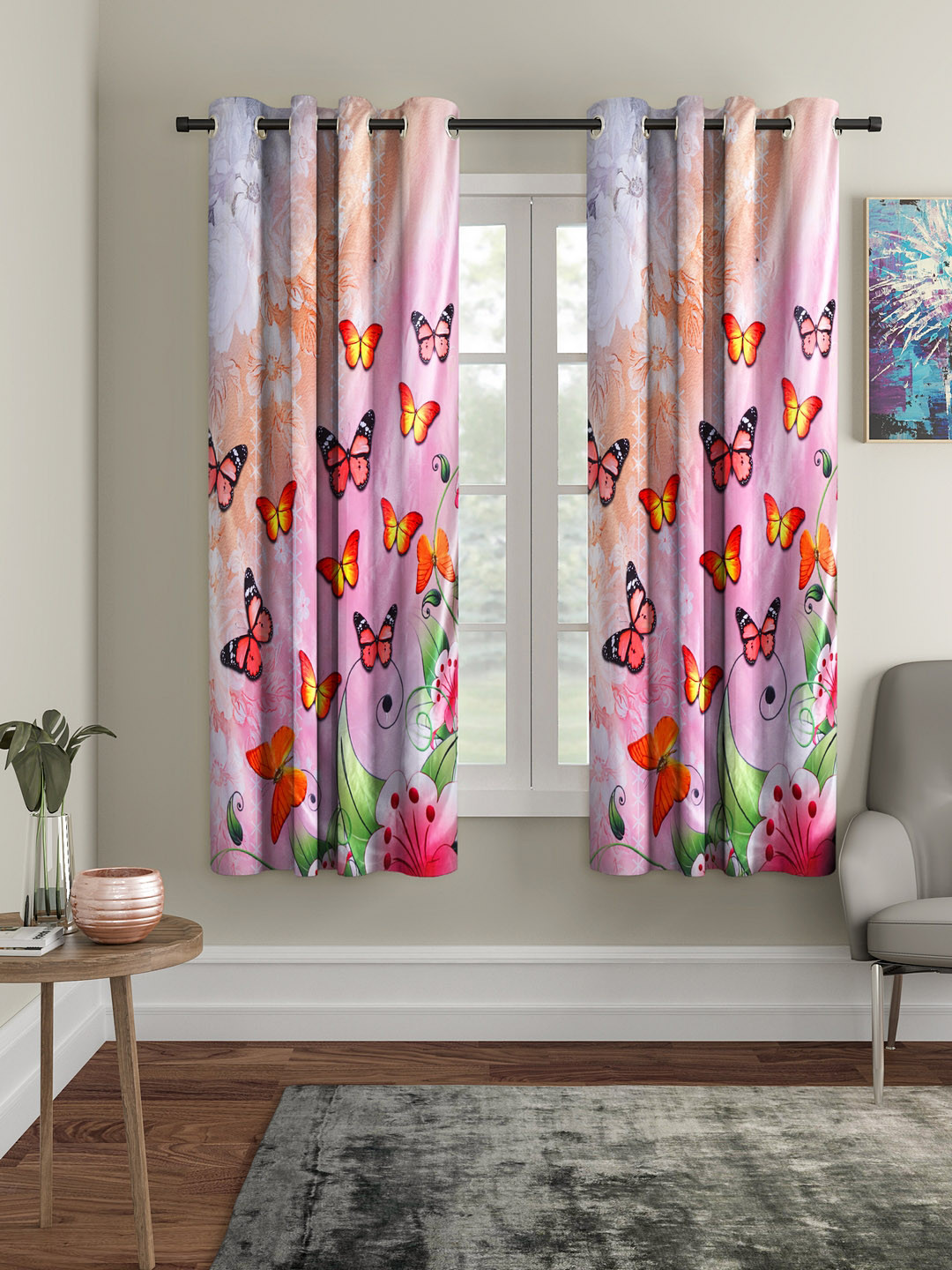 Cortina Orange & Blue Set of 2 Window Curtains