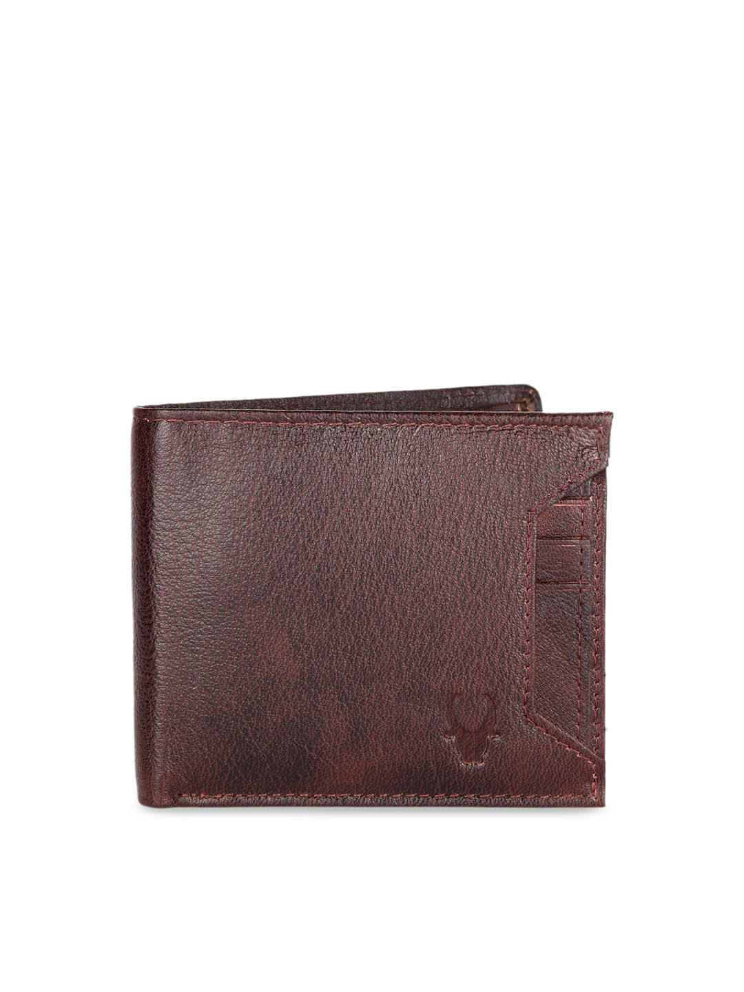 WildHorn Men Maroon Solid RFID Protected Genuine Leather Two Fold Wallet