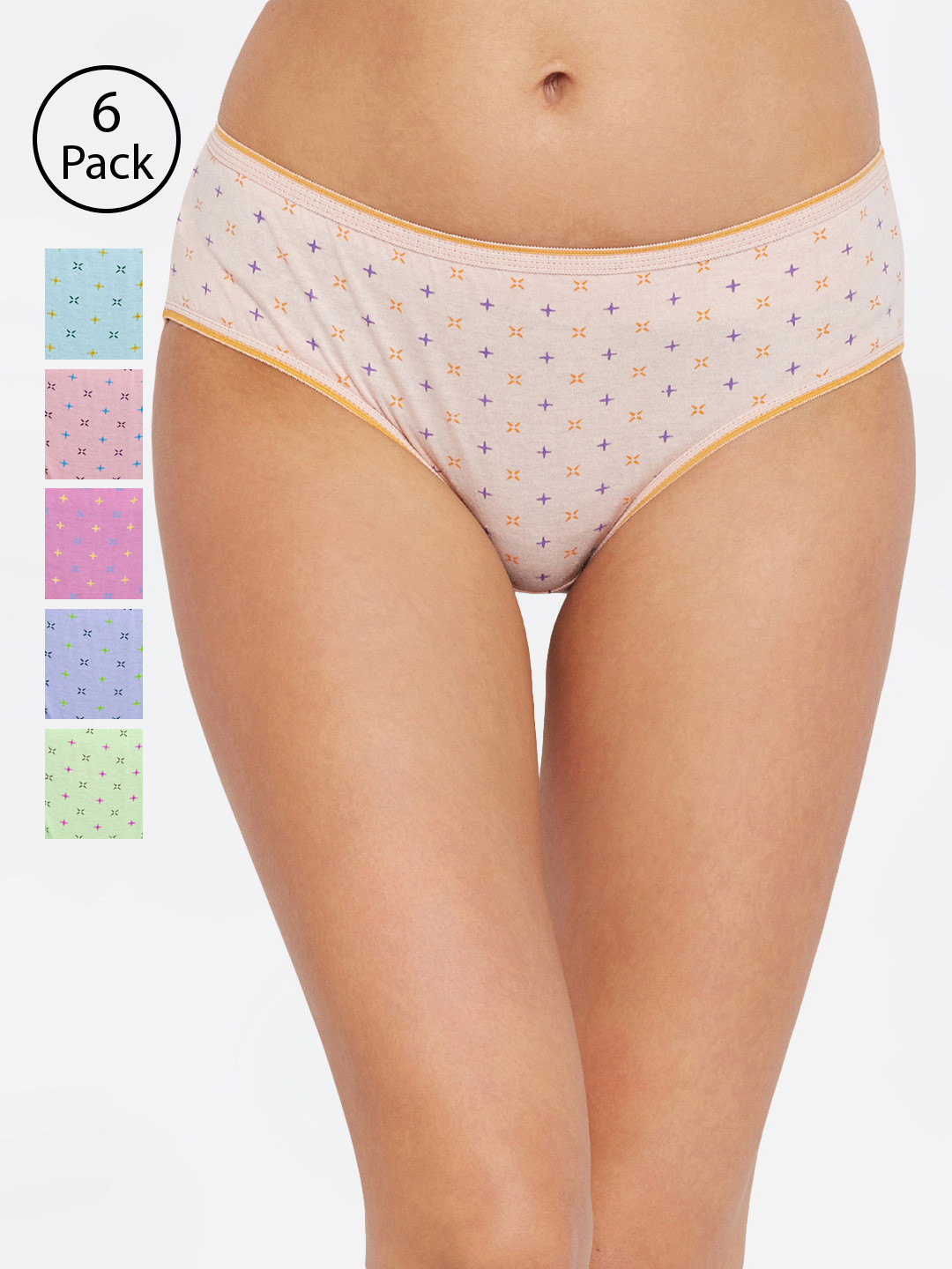 Bodycare Women Pack of 6 Assorted Hipster Briefs 300D-6PCS