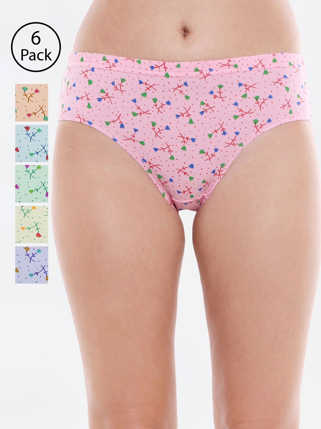 Bodycare Women Pack Of 6 Assorted Printed Hipster Briefs 3600D-6PCS