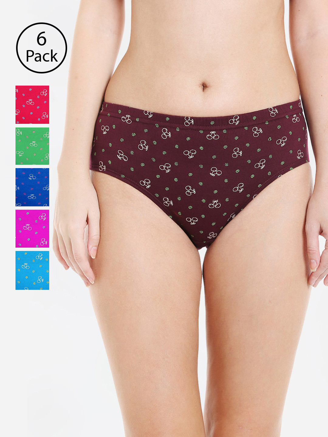 Bodycare Women Pack of 6 Assorted Hipster Briefs 3700D-6PCS