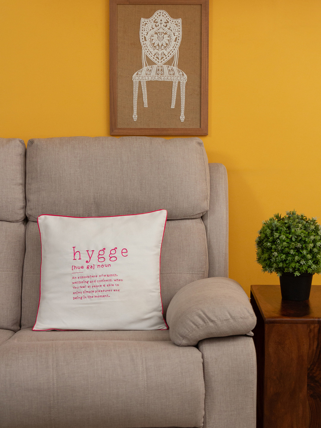 BandBox Typography Cotton Breathable Embroidered Square Cushion Cover - 15.7 x 15.7 Inches