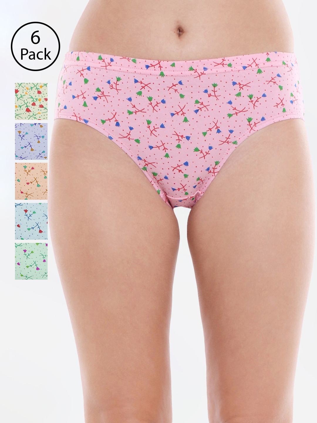 Bodycare Women Pack of 6 Assorted Hipster Briefs 3600D-6PCS