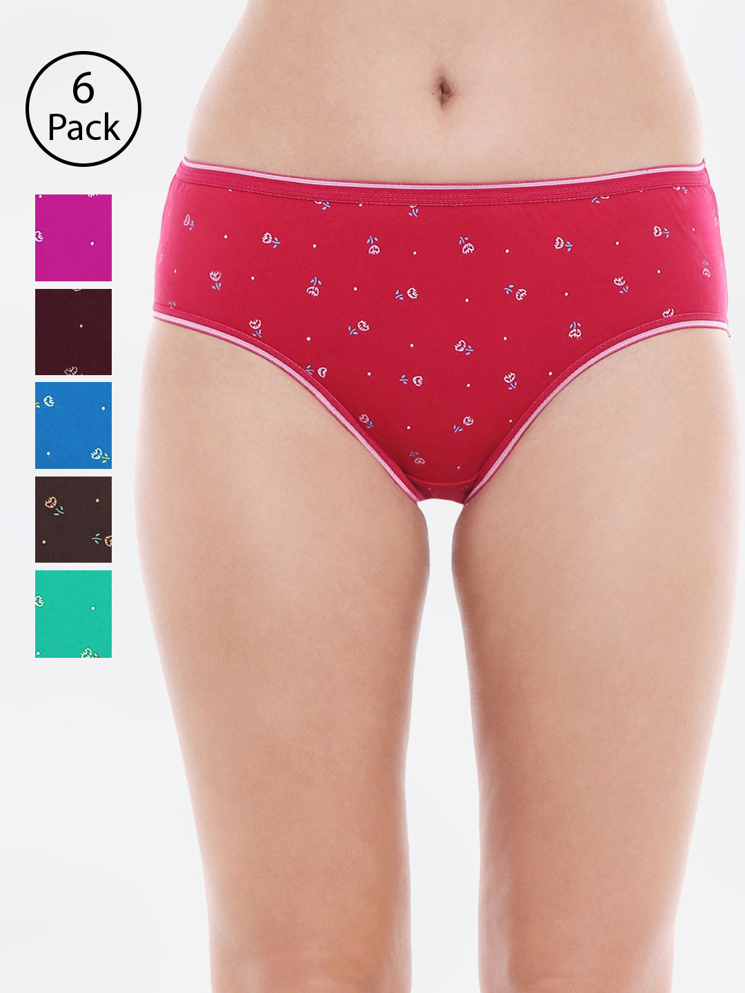 Bodycare Women Pack of 6 Assorted Hipster Briefs 400D-6PCS