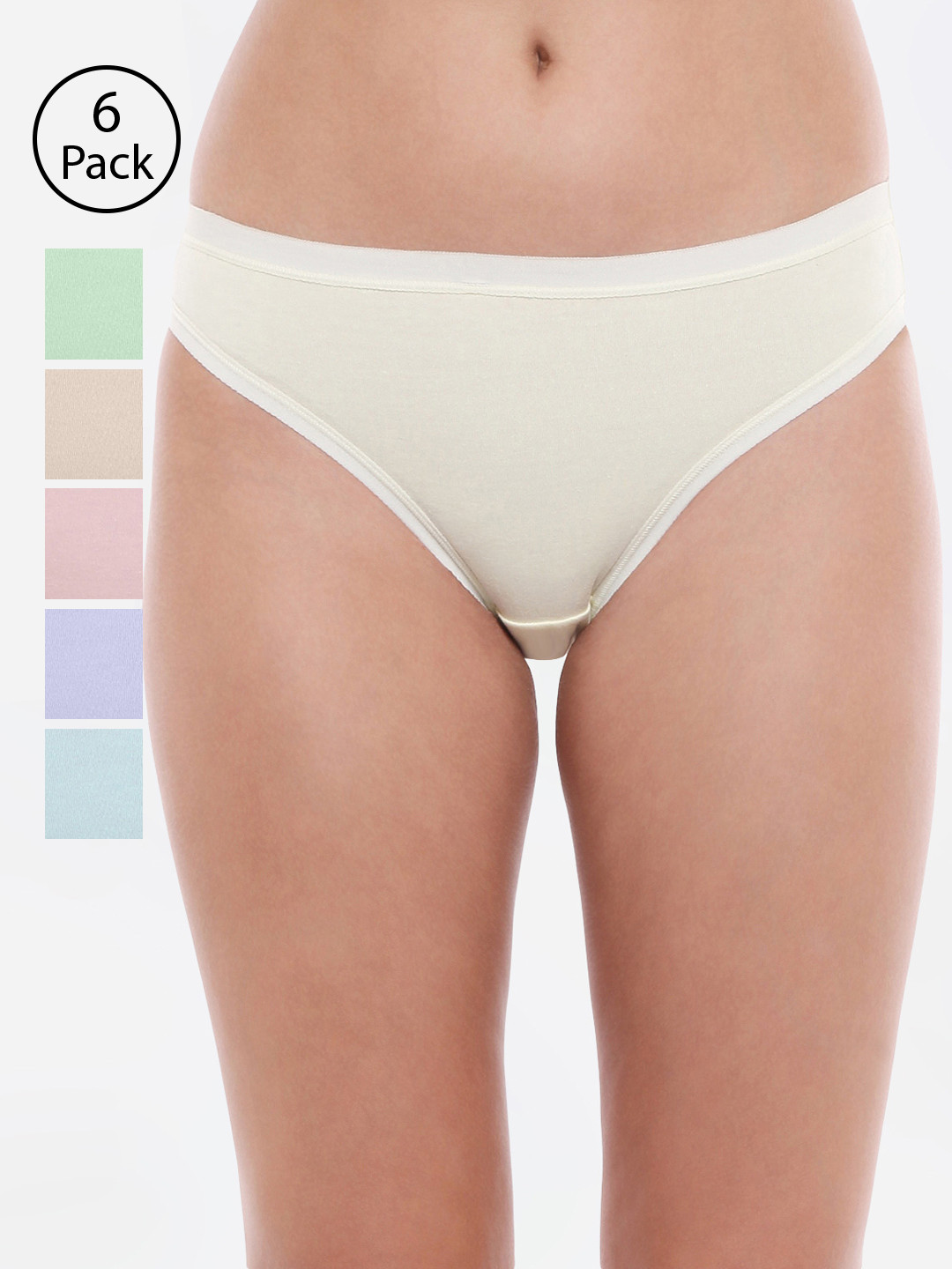 Bodycare Women Pack Of 6 Assorted Solid Bikini Briefs 84-6PCS