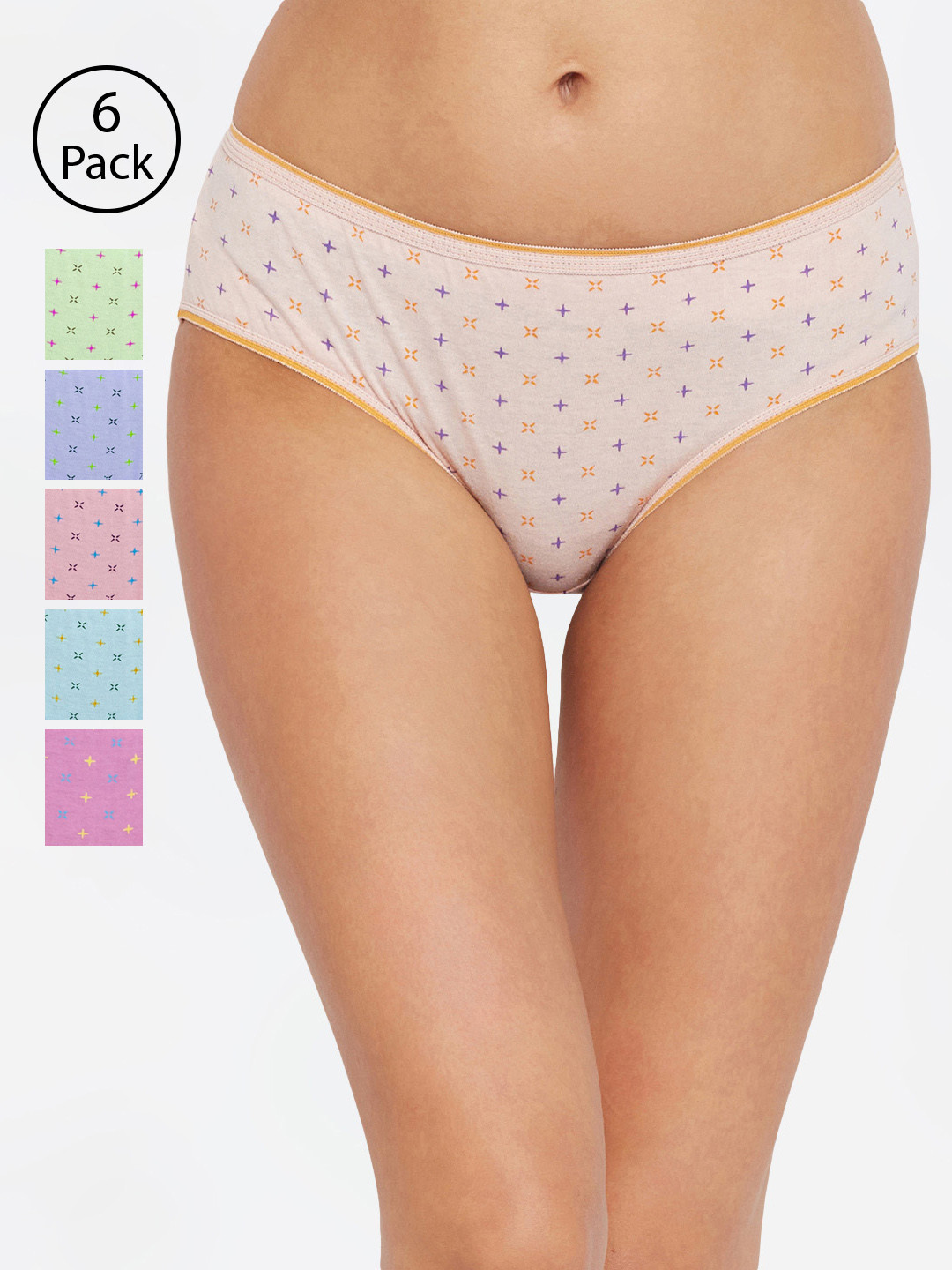 Bodycare Women Pack of 6 Assorted Hipster Briefs 300D-6PCS