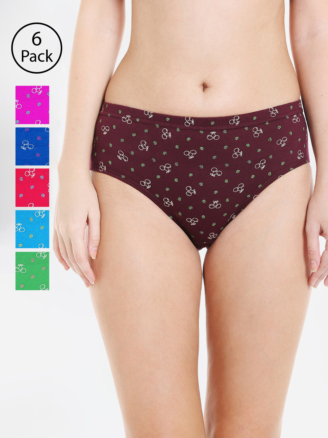 Bodycare Women Pack of 6 Assorted Hipster Briefs 3700D-6PCS