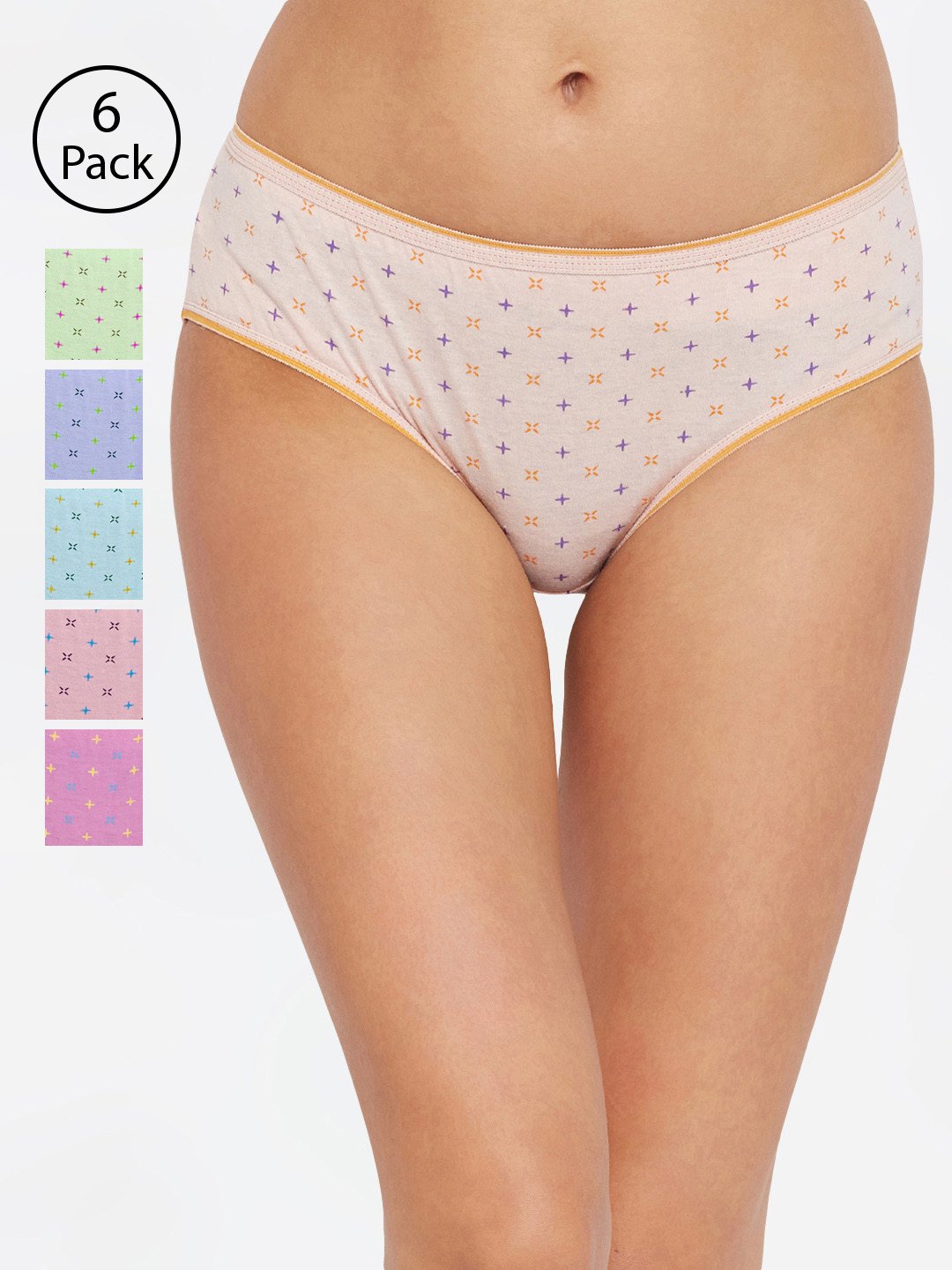 Bodycare Women Pack of 6 Assorted Hipster Briefs 300D-6PCS
