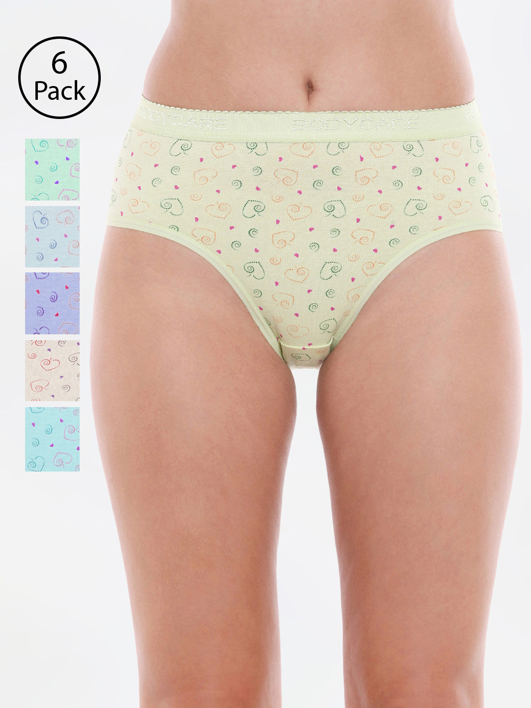 Bodycare Women Pack Of 6 Assorted Printed Hipster Briefs 15000-6PCS