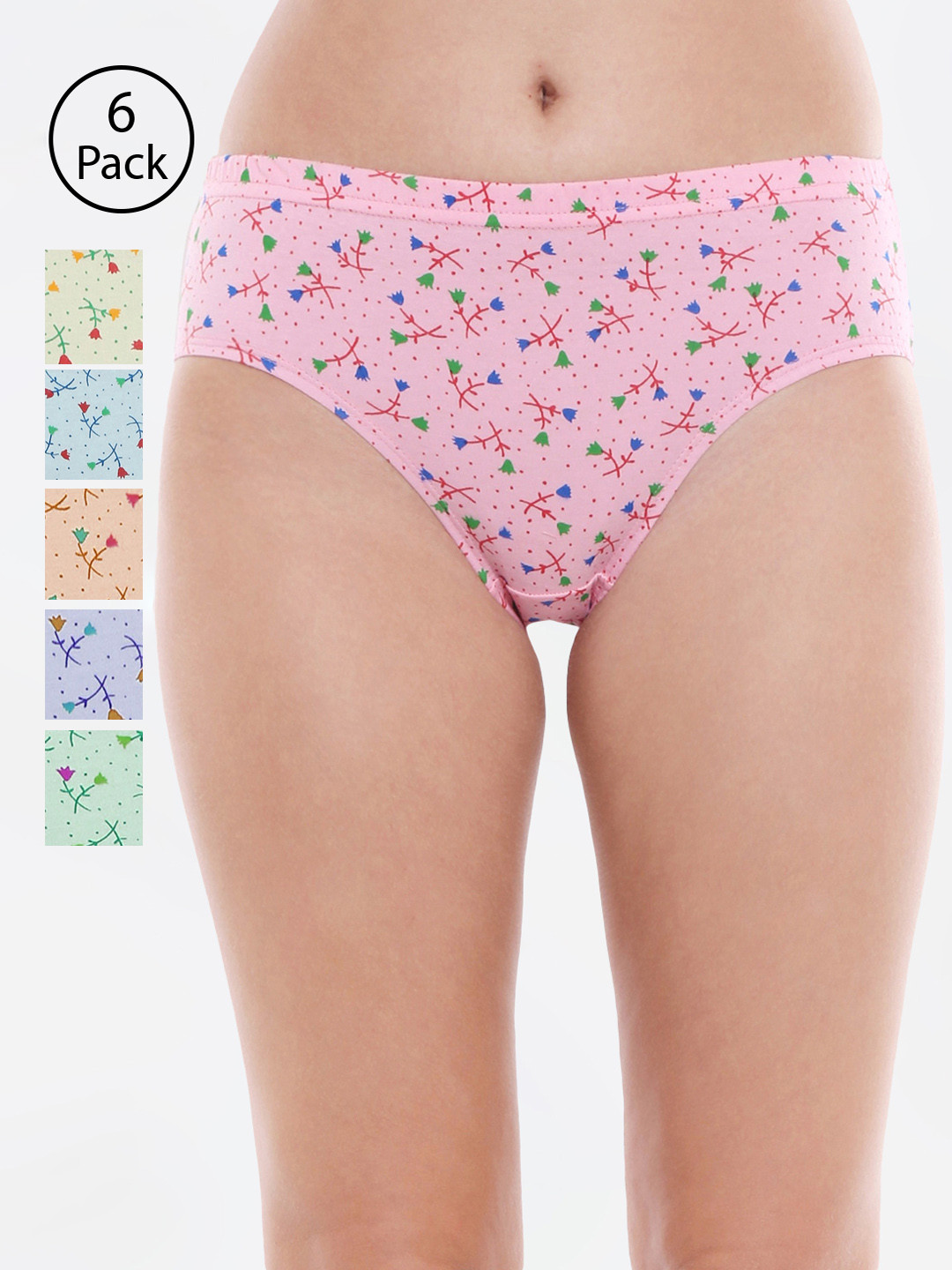 Bodycare Women Pack Of 6 Assorted Printed Hipster Briefs 3600D-6PCS