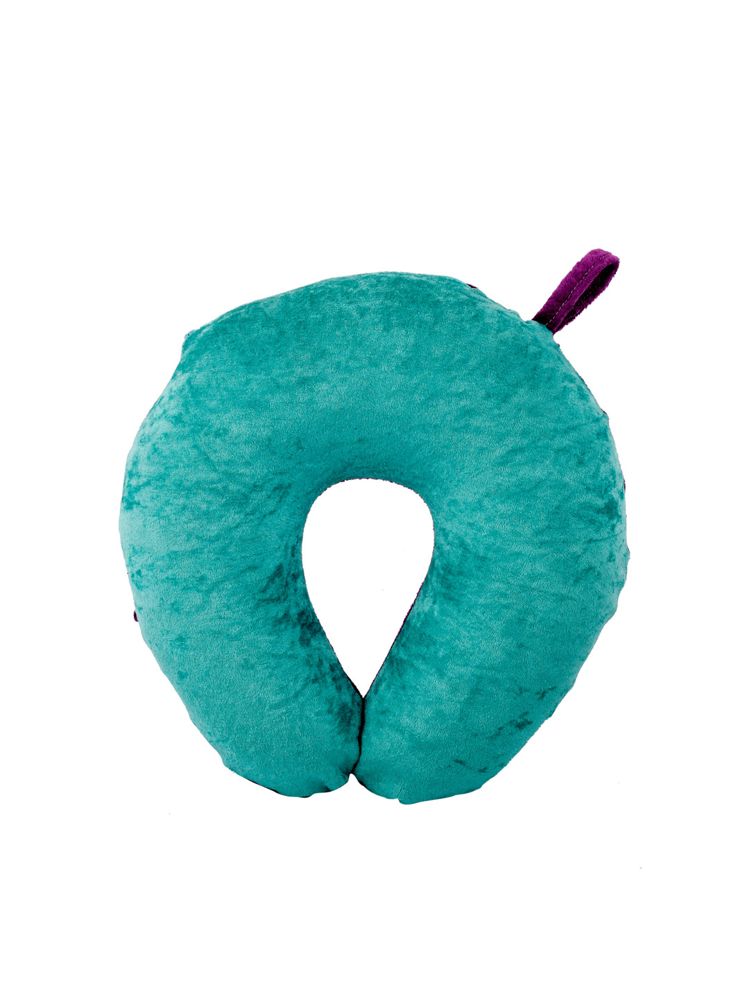 Kuber Industries Purple Solid Faux Velvet Adjustable Firm Memory Foam Travel Pillow-11 x 29 x 30 cm