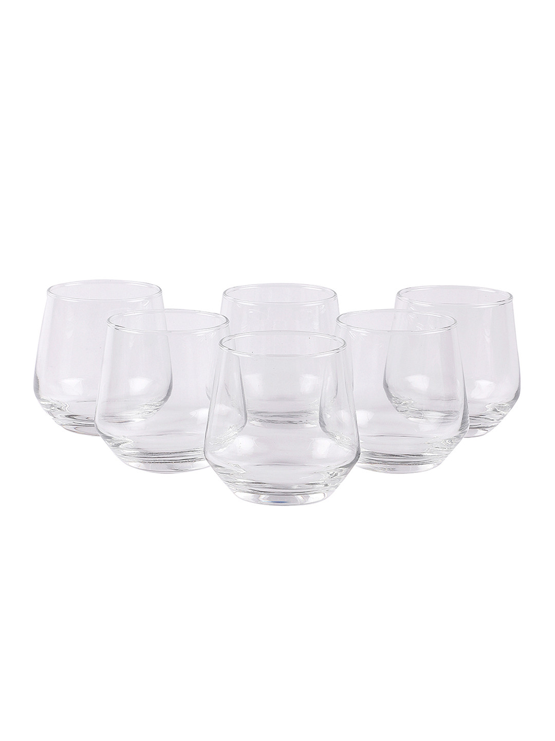 ceradeco Set Of 6 Transparent Solid Imported Wine Shaped Whiskey Glasses