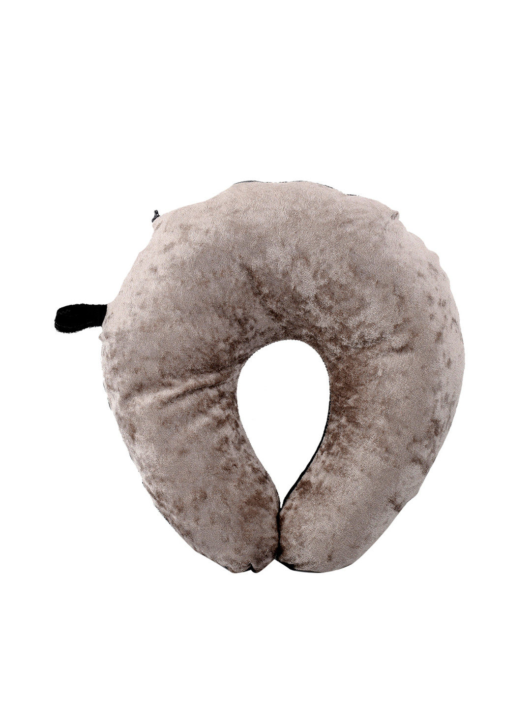 Kuber Industries Black Solid Faux Velvet Adjustable Firm Memory Foam Travel Pillow-11 x 29 x 30 cm