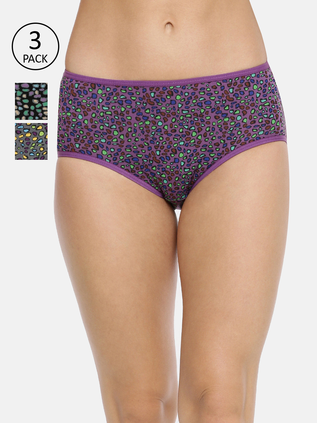 Red Rose Women Pack Of 3 Assorted Hipster Briefs Mann-XXL