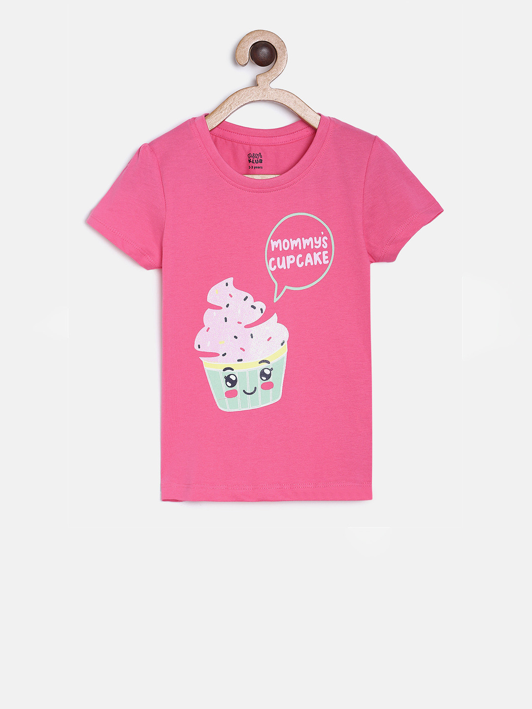 MINI KLUB Girls Pink Printed Pure Cotton Top