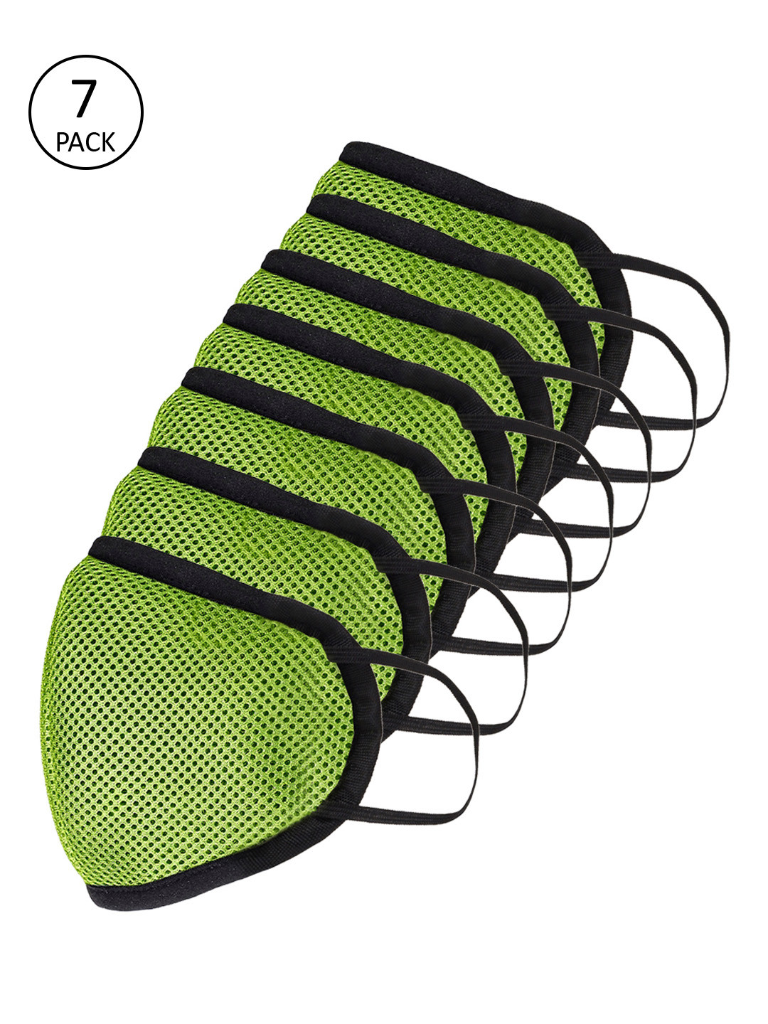 Teakwood Leathers Unisex 7 Pcs Lime Green 3-Ply HYPASHIELD Anti-Pollution Outdoor Masks