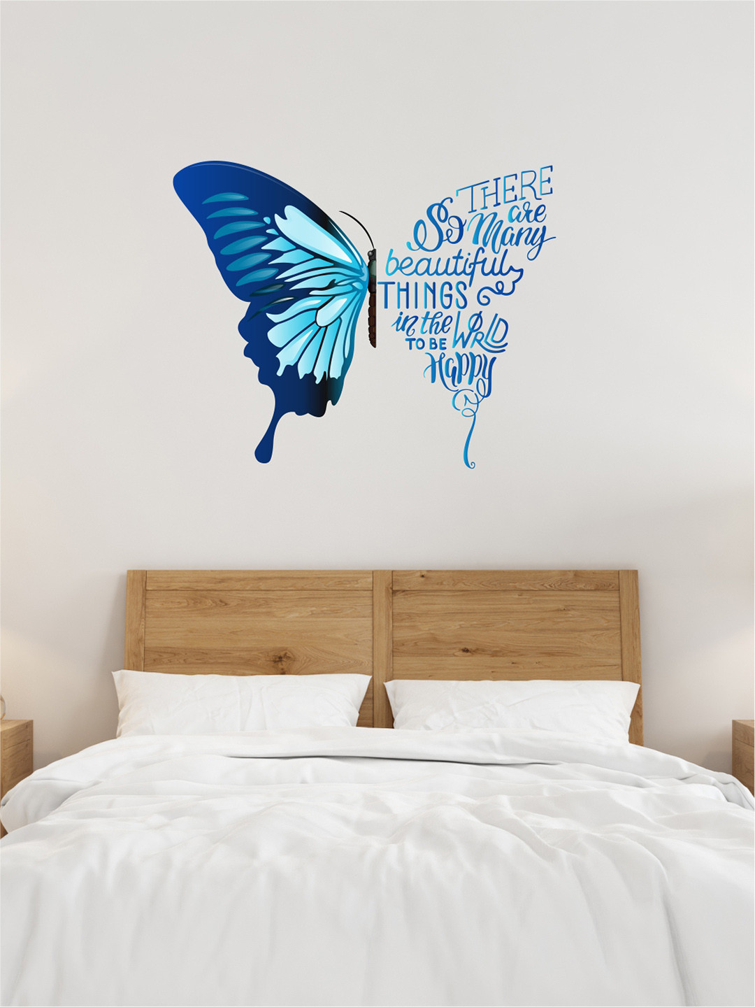rawpockets Blue Butterfly With Motivational Quotes Wall Sticker