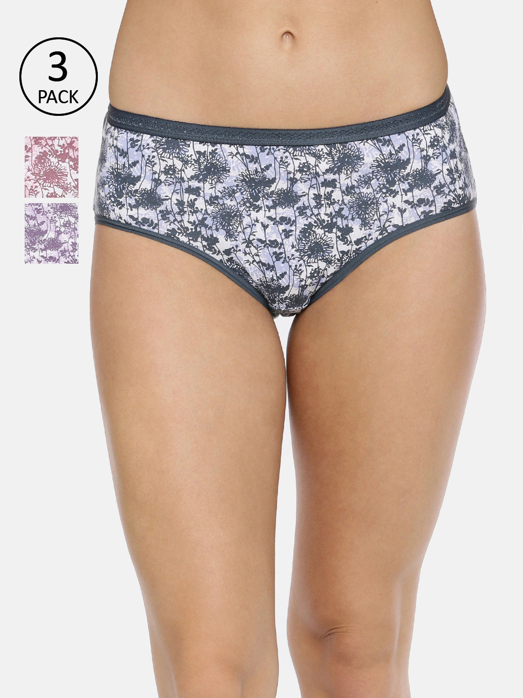 Red Rose Women Pack Of 3 Assorted Hipster Briefs Anusha-M