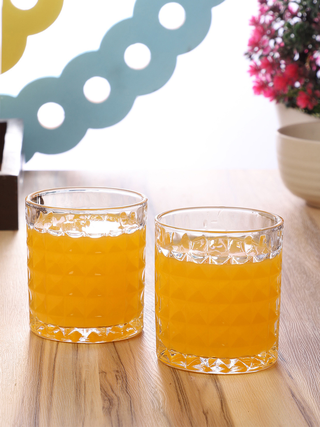 ceradeco Set Of 6 Transparent Solid Cassandra Shaped Juice Glasses