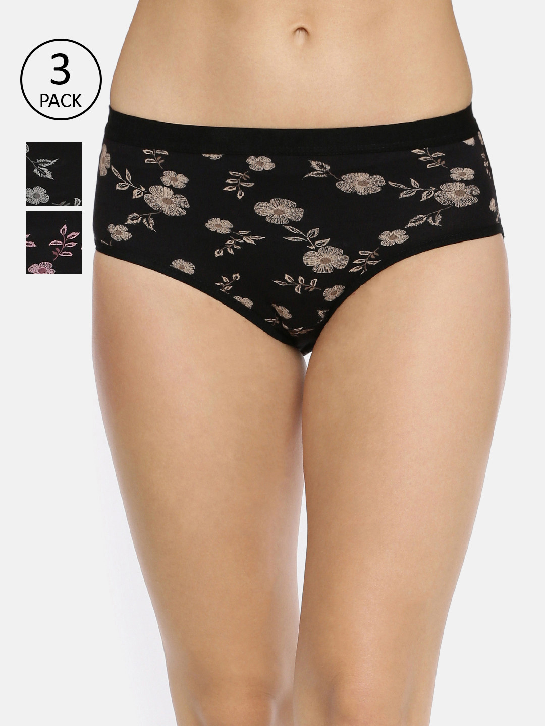 Red Rose Women Pack Of 3 Assorted Basic Briefs Vergin