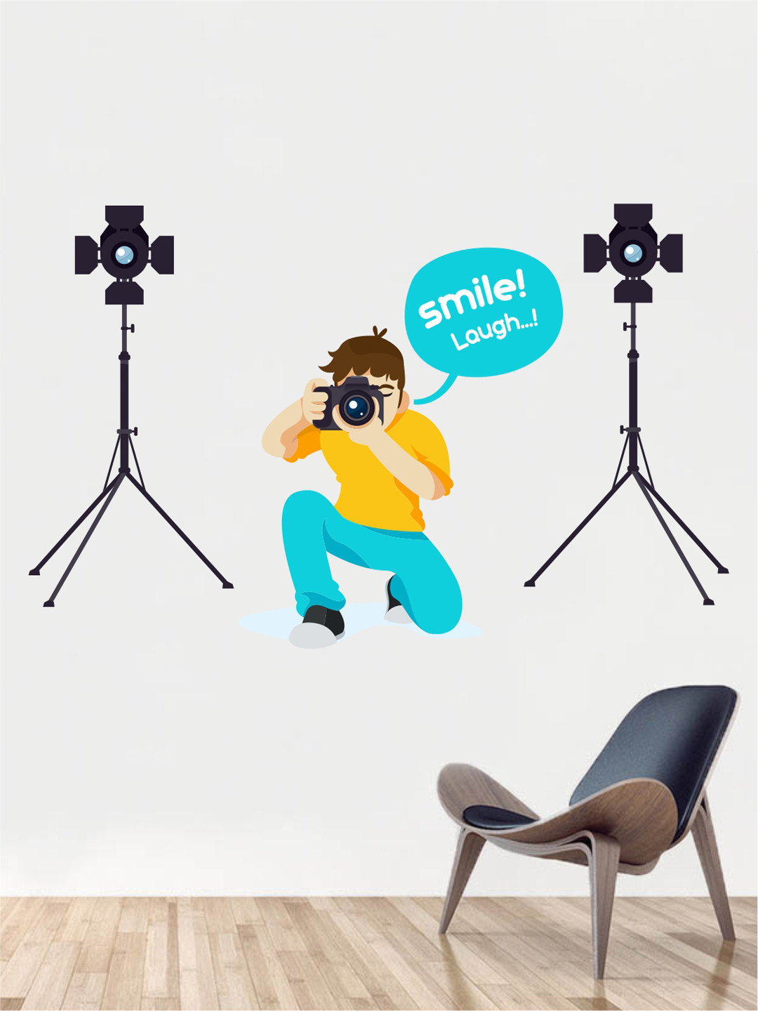 rawpockets Blue & Yellow Photographer PVC Wall Sticker