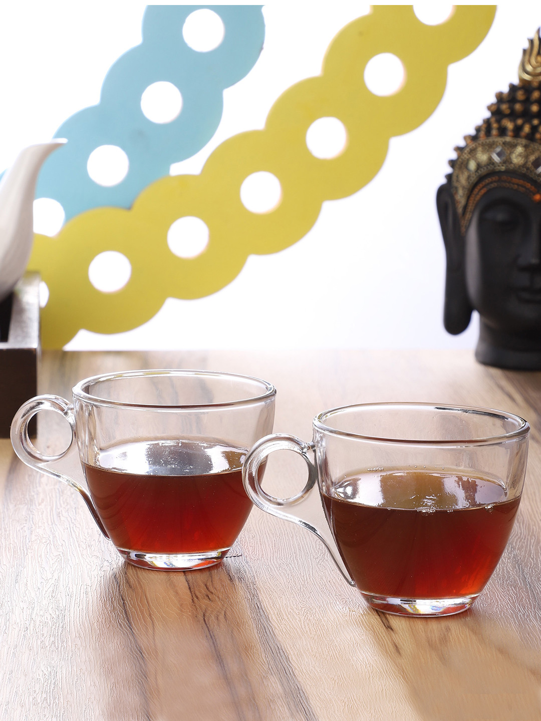 ceradeco Amber DW Transparent Glass Microwave Safe 6 Piece Cups-200ml